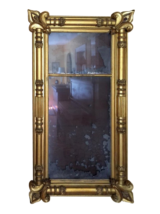 Classic gilded pier mirror ornately carved with original glass