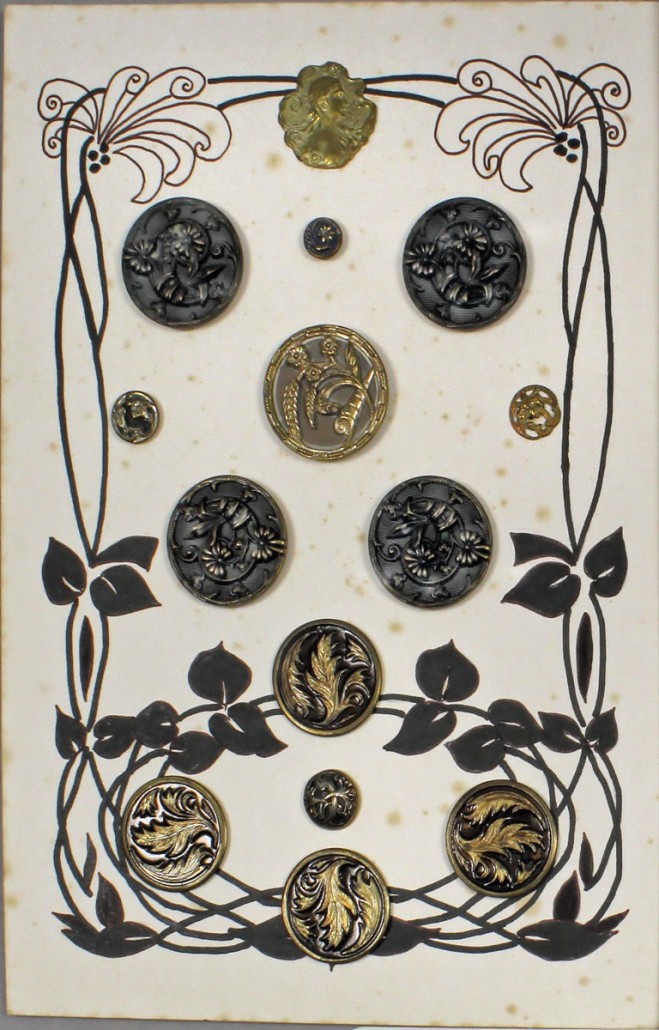 A group of stamped and pierced brass and metal buttons decorated with figural and designs. They sold as part of a lot for £170. Photo The Canterbury Auction Galleries