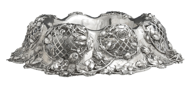 The American sterling center bowl or basket by A. Redlich & Co. Estimate: $4,000-$6,000. Crescent City Auction Gallery image