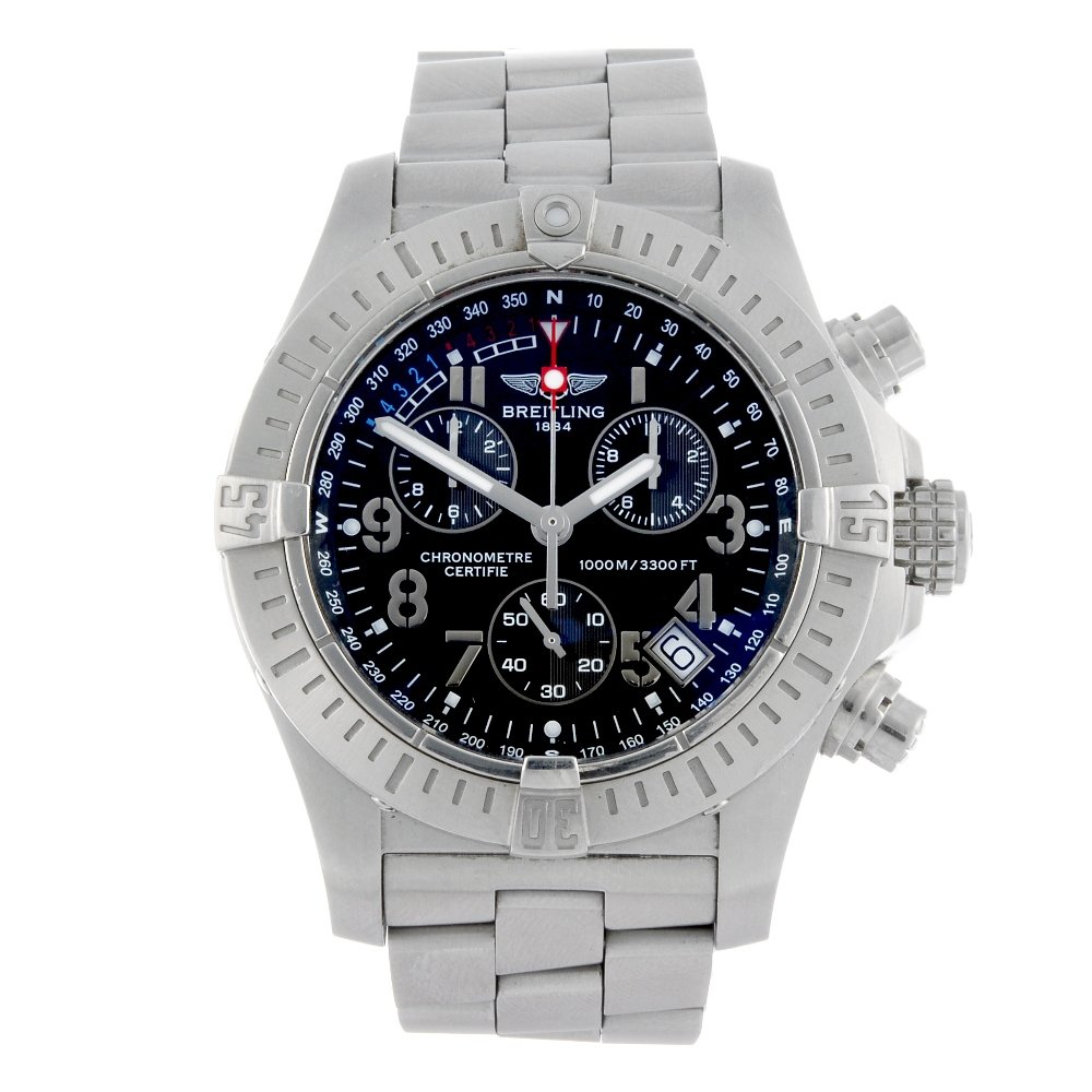 Lot 40 - Breitling man's Aeromarine Avenger Sea Wolf chronograph bracelet watch, stainless steel case, circa 2008. Estimate: £1,600–£2,000. Fellows Auctioneers image