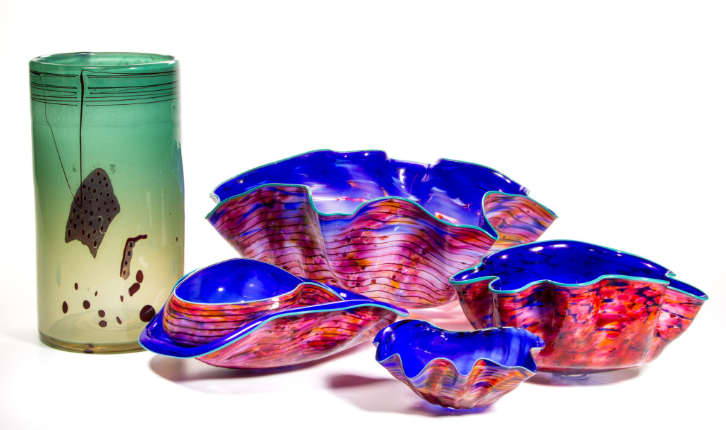 Dale Chihuly 1978 blanket cylinder vase and Macchia five-piece set, from a collection of studio art glass, most acquired directly from the artists. Jeffrey S. Evans & Associates image