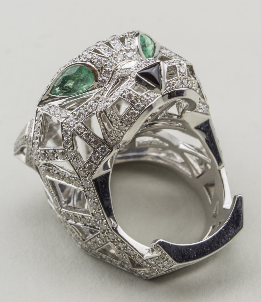 Panthere de Cartier ring, 18K white gold and diamond ring, estimate: $28,000-32,000. Capo Auction image