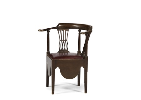 The skirt on this late-18th-century chair hides a potty. The seat was removed when the chair was used. A servant probably emptied it each morning. The chair sold in June 2015 at a Cowan's auction in Cincinnati for $184.