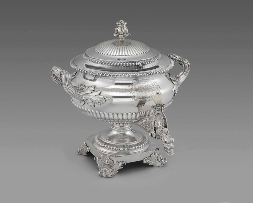 A George IV silver tea urn by Paul Storr, (London 1824). Photo Koopman Rare Art