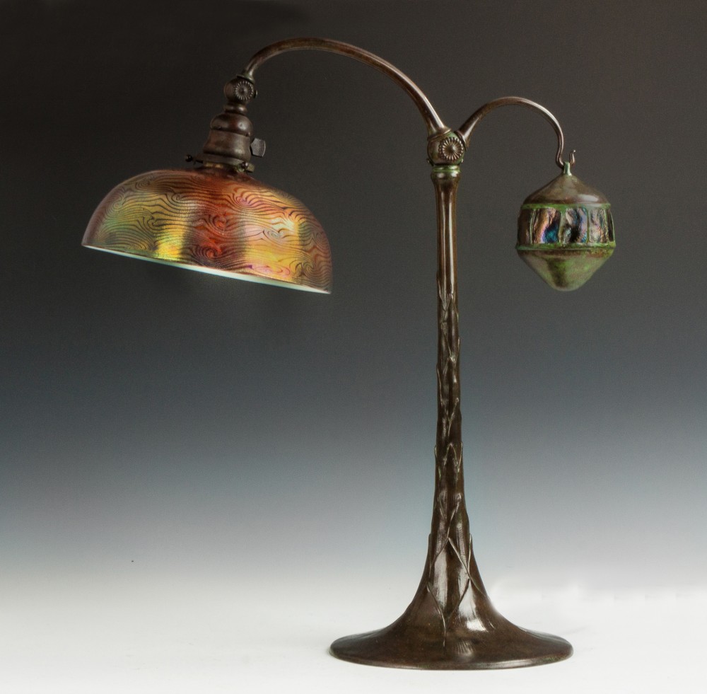 Rare Tiffany Studios table lamp, a 25 inches tall. Price realized: $44,850. Cottone Auctions image