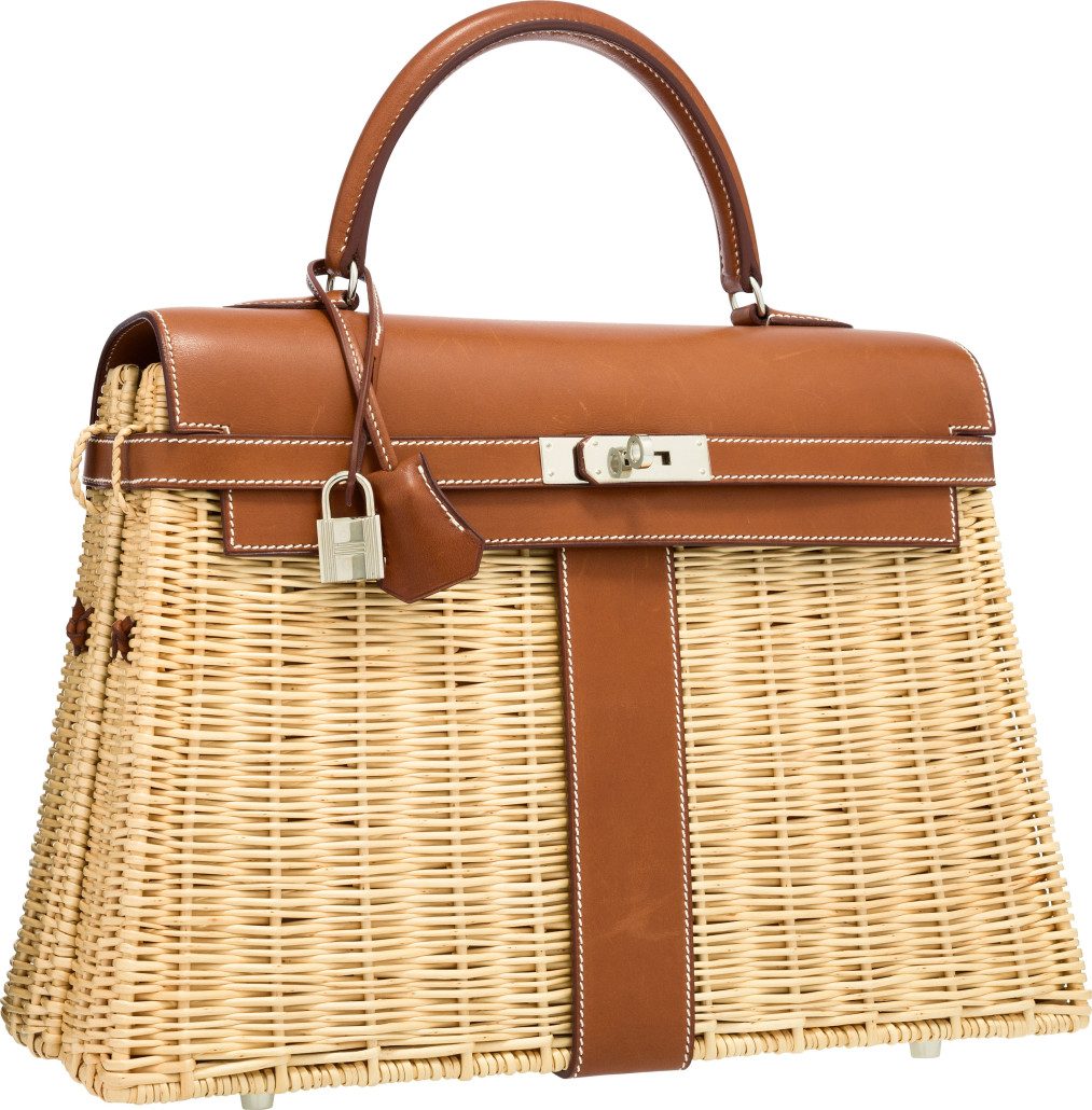 The 35 cm Picnic Kelly in leather and wicker with Palladium hardware was part of a 2011 Hermes Limited Edition. Courtesy Heritage Auctions