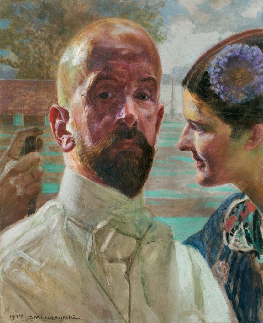 Lot 10 – Malczewski Jacek, ‘Self-portrait with a Muse,’ 1914, oil, cardboard. Agra-Art Auction Center