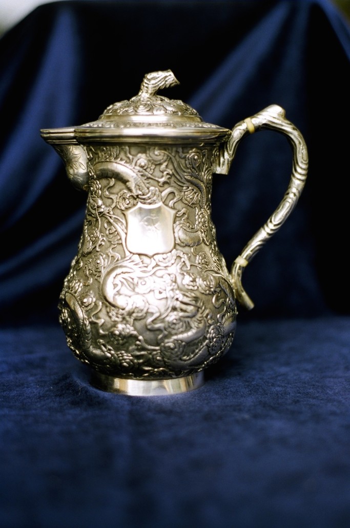 A Chinese Export Silver hot water jug or milk pot stolen from the home. Submitted image 