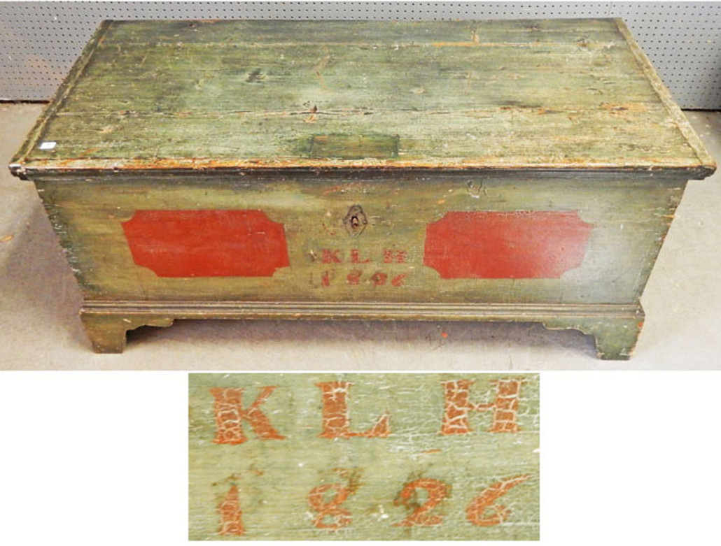Painted blanket chest dated 1826