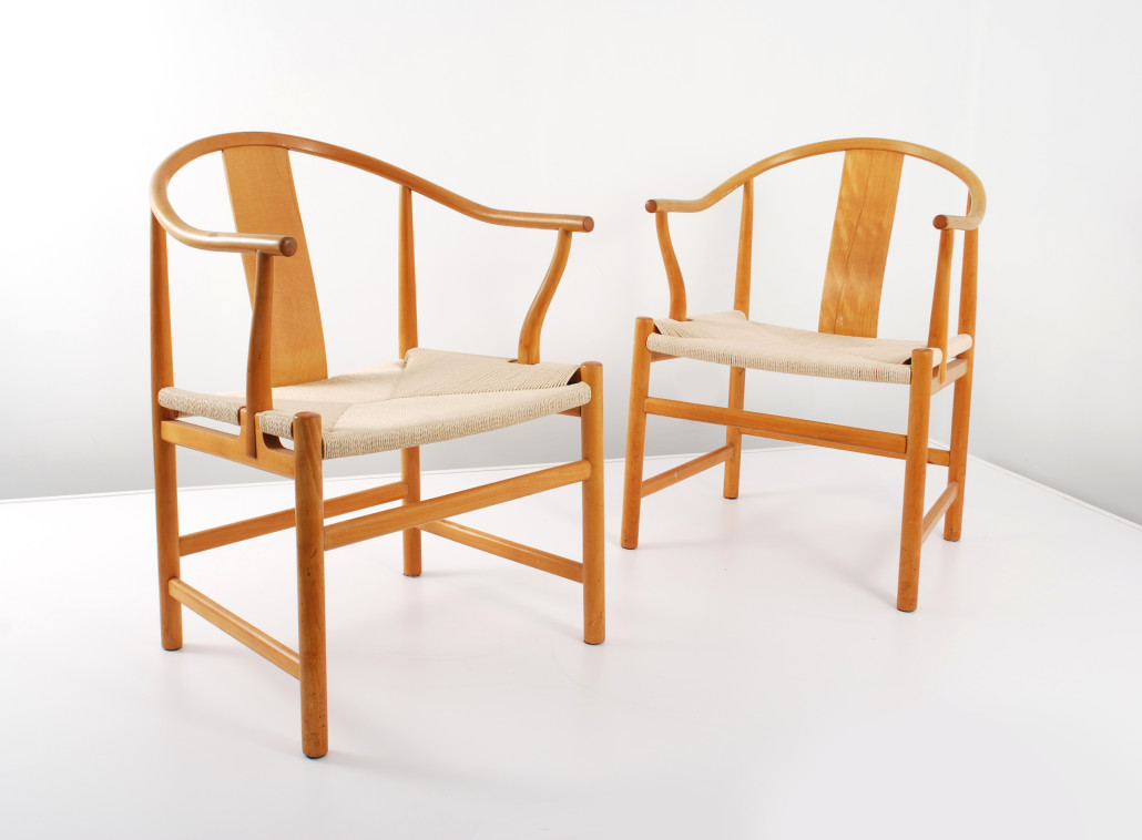 Pair of fine China Armchairs, model PP56, designed by Hans Wegner for Fritz Hansen circa 1944. Palm Beach Modern Auctions image