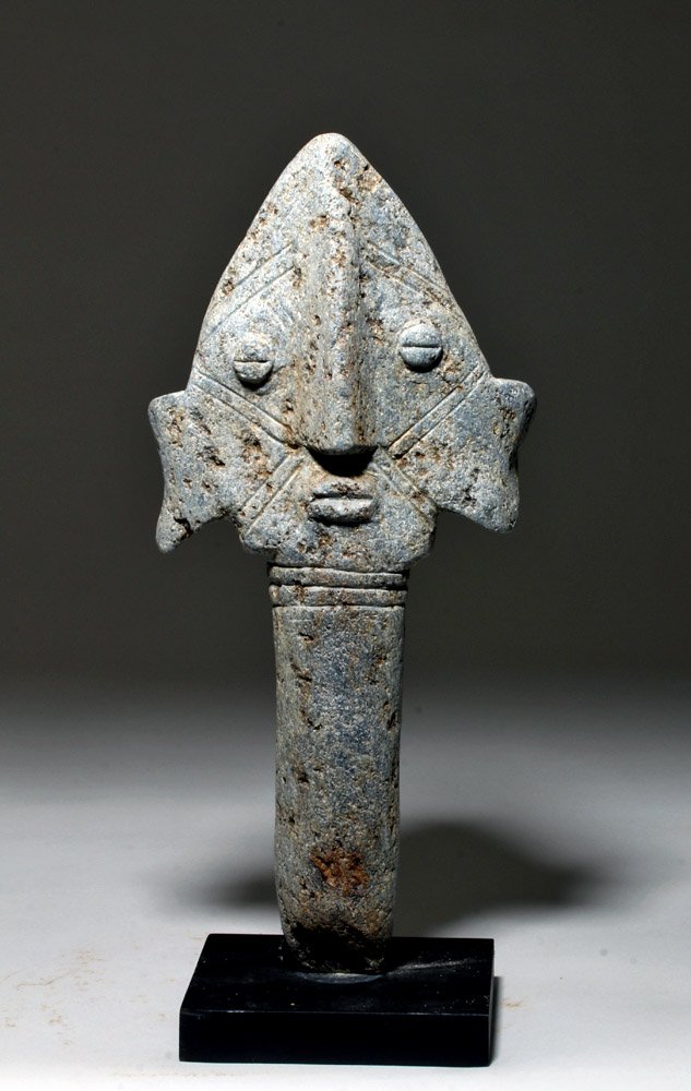 Africa, Bura Asinda-Sikka, modern-day Mali/Niger, circa third to 11th century. Rare carved stone marker or scepter, 6in wide x 13.5in high (15.2 cm x 34.3 cm). Estimate: $1,500-$2,500. Artemis Gallery image