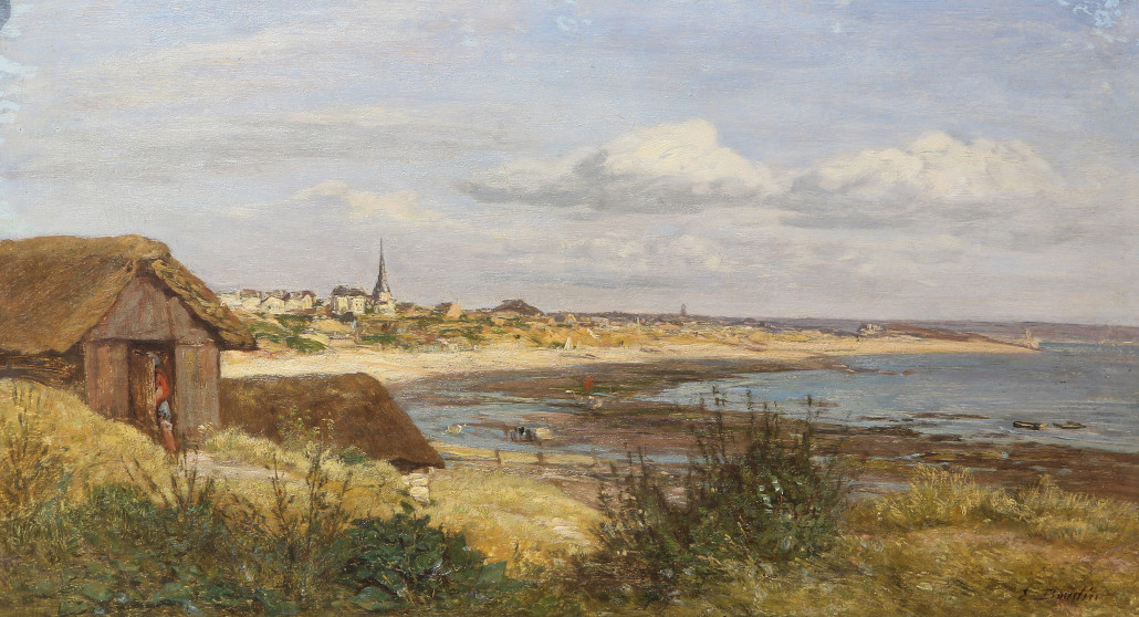 From the collection of the John S. Meade Estate is ‘Beach Scene’ by Eugène Boudin (French, 1824-1898), estimated at $60,000-$90,000. Clars Auction Gallery image
