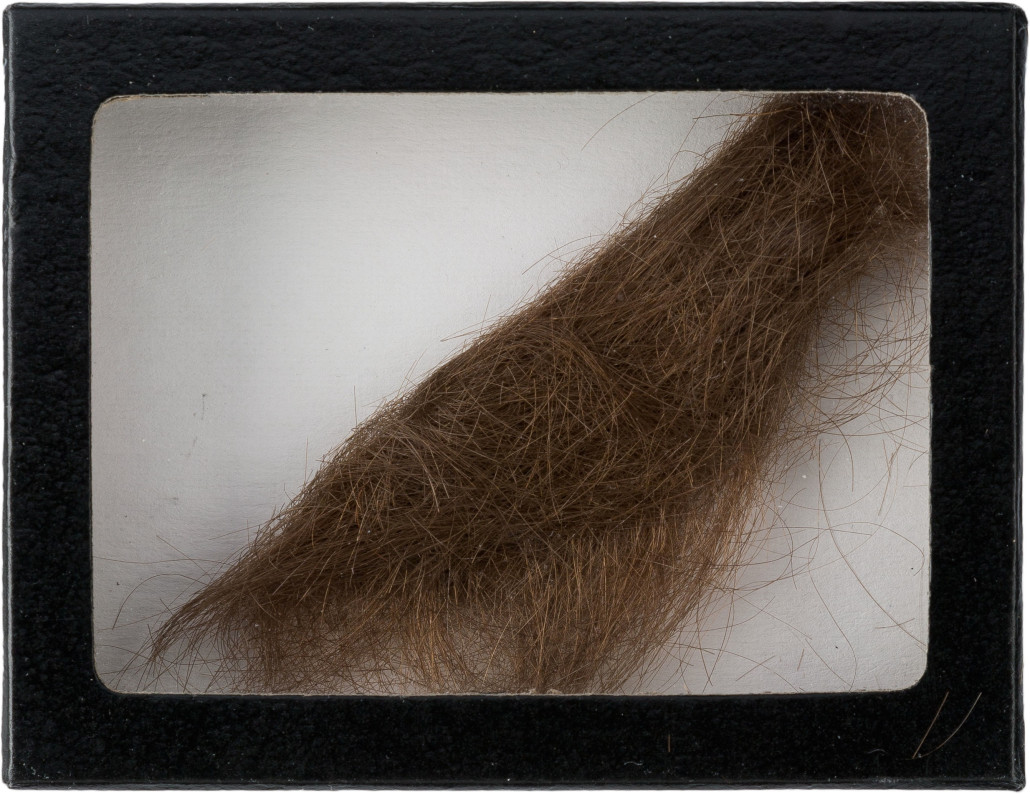 Lock of John Lennon's hair, clipped by a hairdresser in 1966. Heritage Auctions image