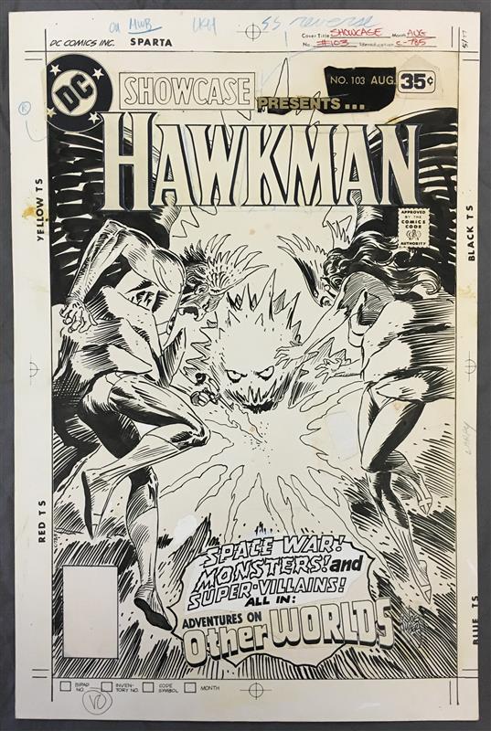 Signed original cover art for ‘Hawkman No. 103,’ an item in Part 1 of the massive comic collection of legendary comic book artist Joe Kubert. Philip Weiss Auctions image