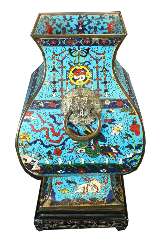 Chinese Ming cloisonné enamel Hu vase, 15 inches tall. Louis J. Dianni image