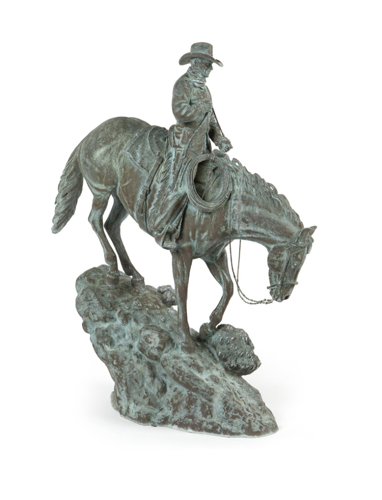 This large bronze sculpture by Mehl Lawson (b. 1942 Bonita, Calif.) titled ‘Canyon Shadow’ is one of many bronzes from the Phoebe Hearst Cooke Estate to be sold in Moran’s February auction. John Moran Auctioneers image