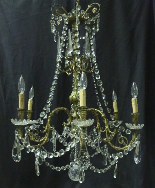 Eighteenth century French bronze and crystal  chandelier. Estimate: $1,950-$2,950. Lewis & Maese image