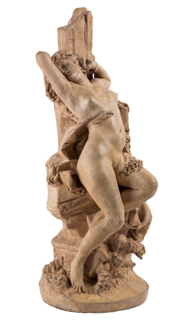 Albert-Ernest Carrier-Belleuse (French 1824-1887), ‘Angelique Chained to a Rock,’ terra-cotta, 26 1/4 inches high. Estimate: $4,000-$5,000. Shapiro Auctions image 