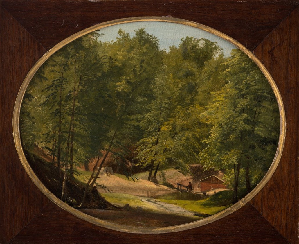 Sanford Robinson Gifford (American 1823-1880), ‘Into the Vistas,’ oil on canvas, 7 1/2 x 9 1/2 inch [sight]. Estimate: $20,000-$25,000. Shapiro Auctions image 