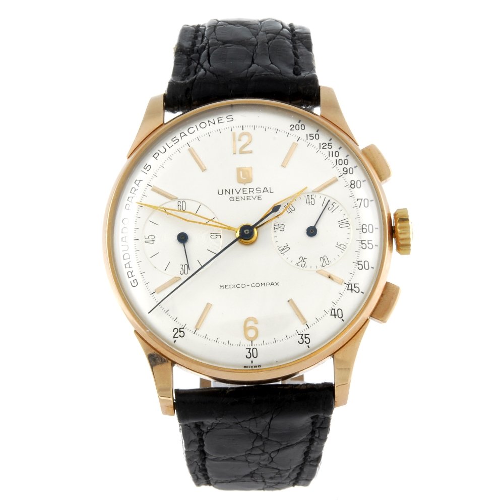 Universal Geneve gentleman's Medico-Compax chronograph wristwatch. Estimate: £1,600–£2,400. Fellows image