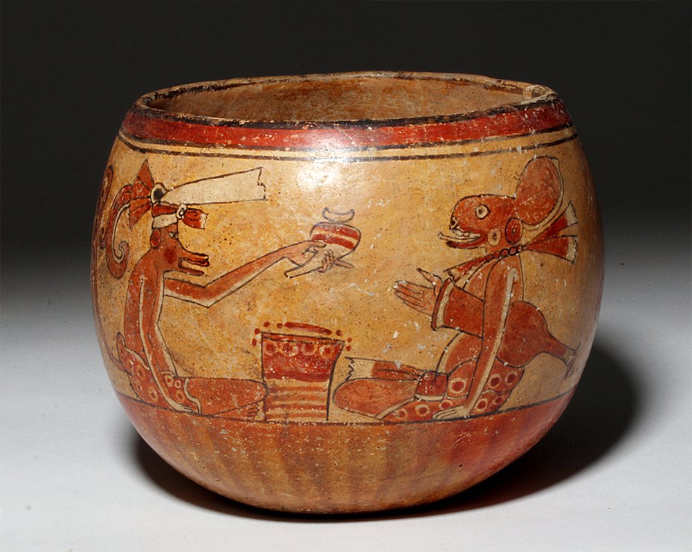 Circa 500-800 CE polychrome bowl, Mayan Territories, Peten region of Guatemala, est. $7,000-$9,000