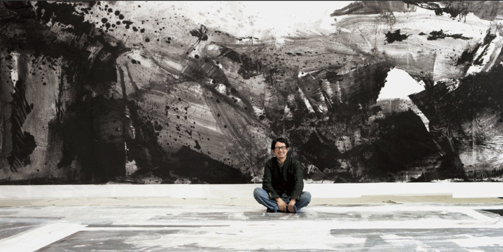 Lan Zhenghui with another of his his monumental installations. News Travels Fast image 