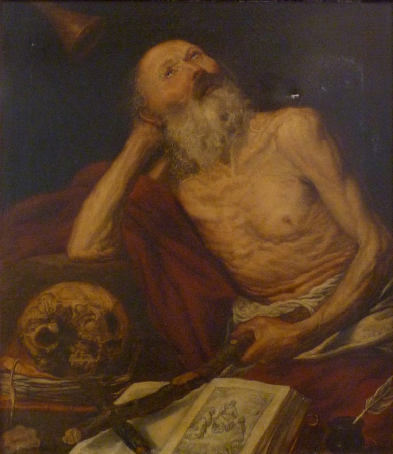 Italian School 17th century Old Master oil on canvas painting (unsigned), depicting Saint Jerome. Antiques & Modern Auction Gallery image