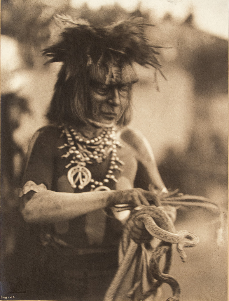 ‘Hopi Snake Priest’ is one of a number of Curtis’s photographic prints to be included in Moran’s April 16 catalog. Estimate: $2,000-$3,000. John Moran Auctioneers image