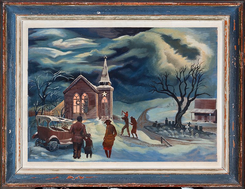 ‘Christmas near Oxford, Mississippi’ by Louisiana artist John McCrady sold for $51,240. Neal Auction Co. image
