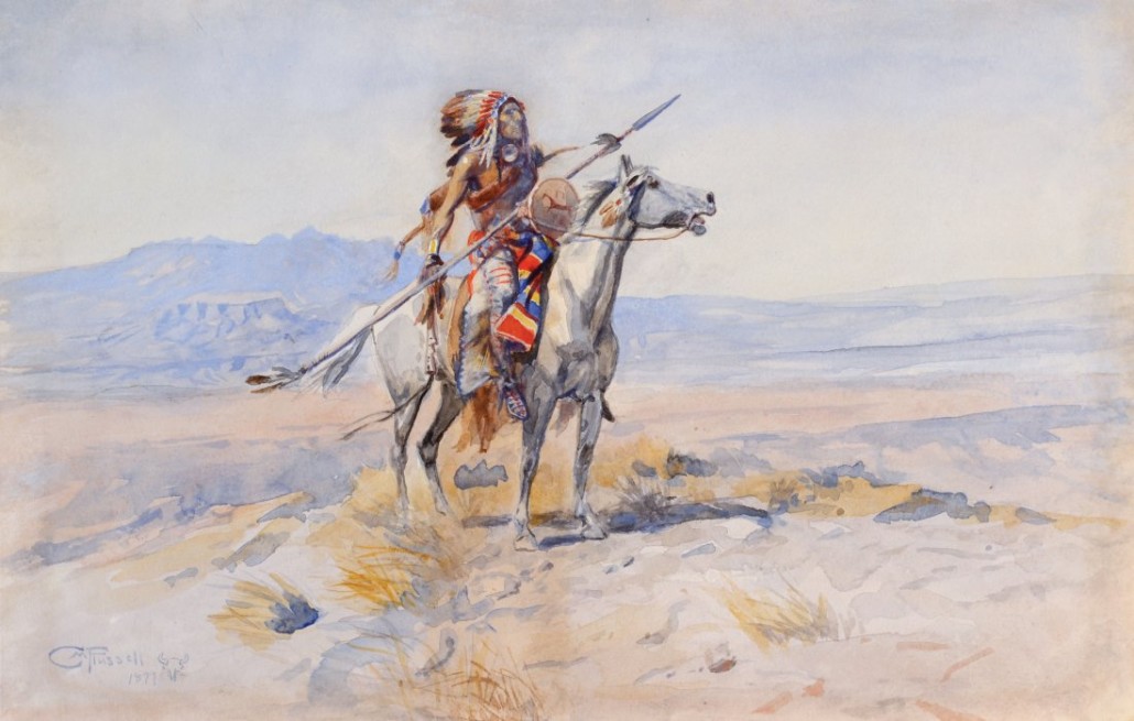 C.M. Russell's 'Blood Chief,' watercolor and graphite, topped $1 million. The Sussell image