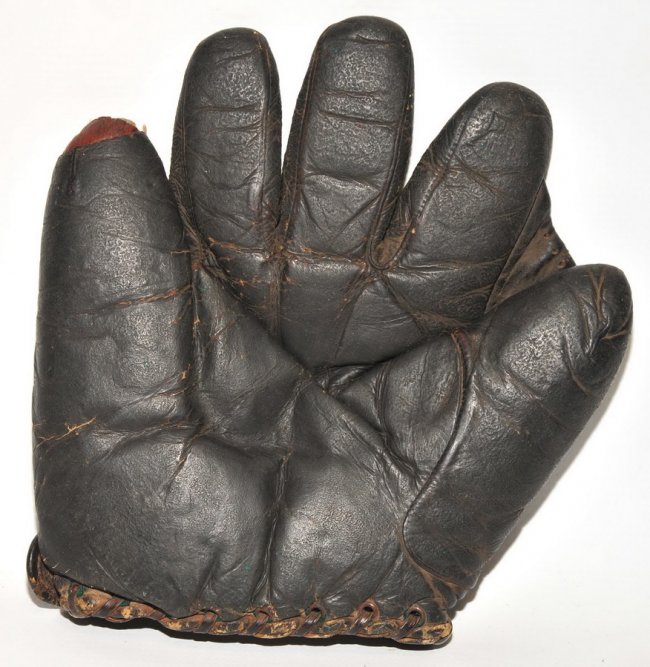 Clair Ruth gave Joe Franklin one of her husband's baseball gloves during a TV appearance in 1968. From early in the Babe's career, the glove is valued at $250,000-$350,000. Saco River Auction image 