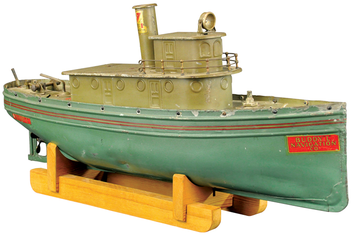 Buddy ‘L’ pressed-steel Tugboat, circa 1928, $21,240. Bertoia Auctions image