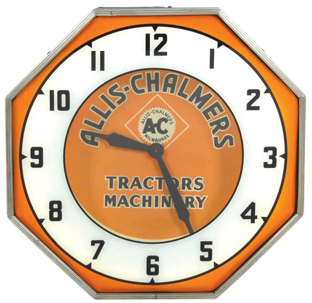 Allis-Chalmers lighted clock. Image courtesy of LiveAuctioneers.com archive and Rich Penn Auctions