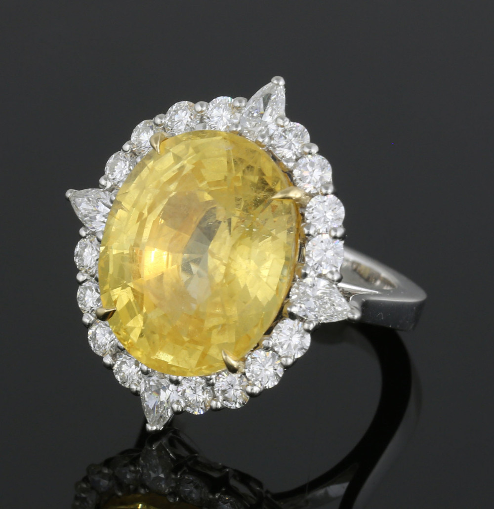 Sri Lankan yellow sapphire and diamond ring. Estimate: $25,000-$35,000. Kaminski Auctions image