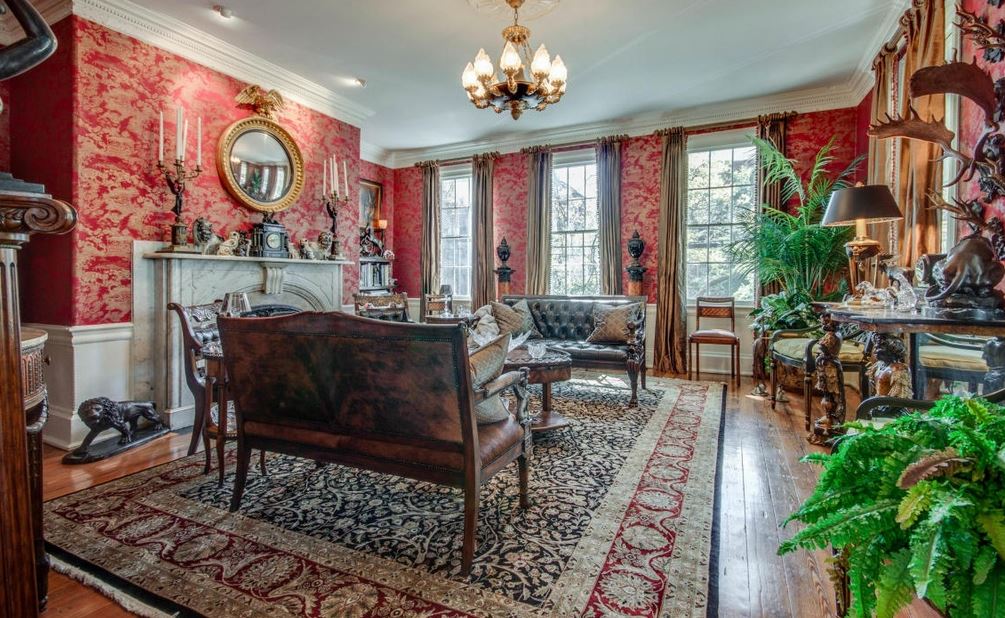 The drawing room of the Charleston, S.C., home. Charleston Estate Auctions image