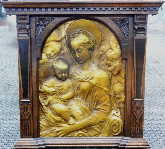 Madonna and Child relief in a walnut frame, circa 1890. Estimate: $500-$1,000. Don Presley image