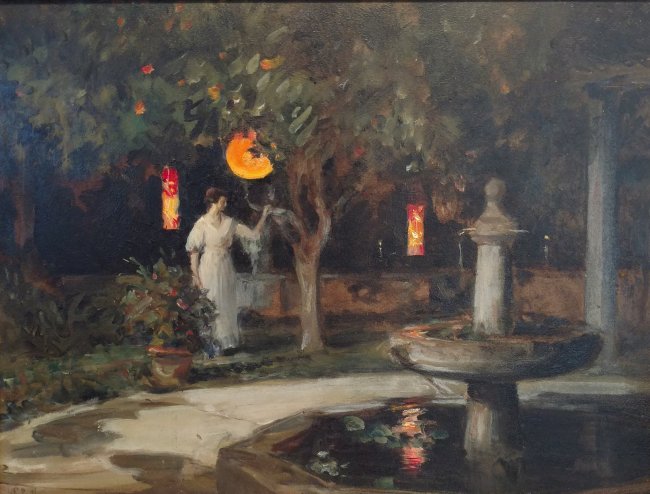 Howard Russell (American, 1856-1934), ' Japanese Garden,' oil on board, 16in x 21in (19in x 24in overall), signed lower left 'H.R. Butler.' Est.: $3,000-$5,000. Richard Stedman Estate Services image