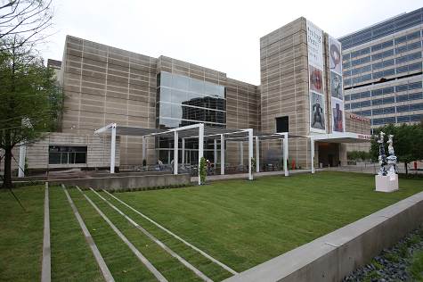 The newly renovated Eagle Family Plaza at the north entrance. Dallas Museum of Art image