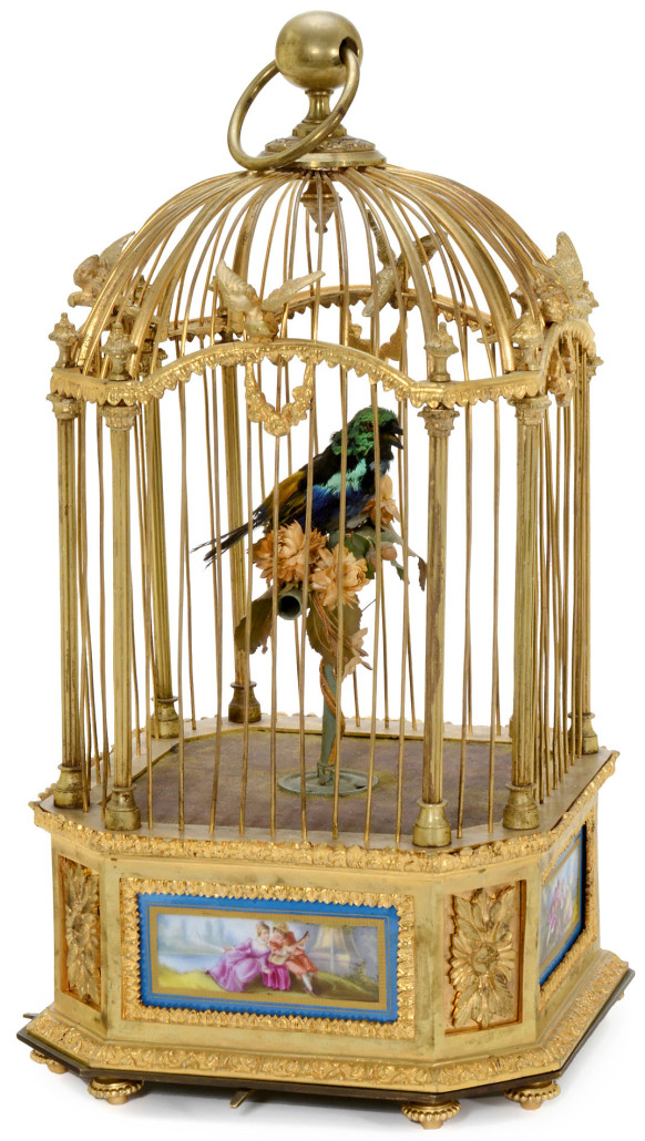 Lot 395 – Singing bird automaton in gilt-bronze and porcelain. Auction Team Breker image
