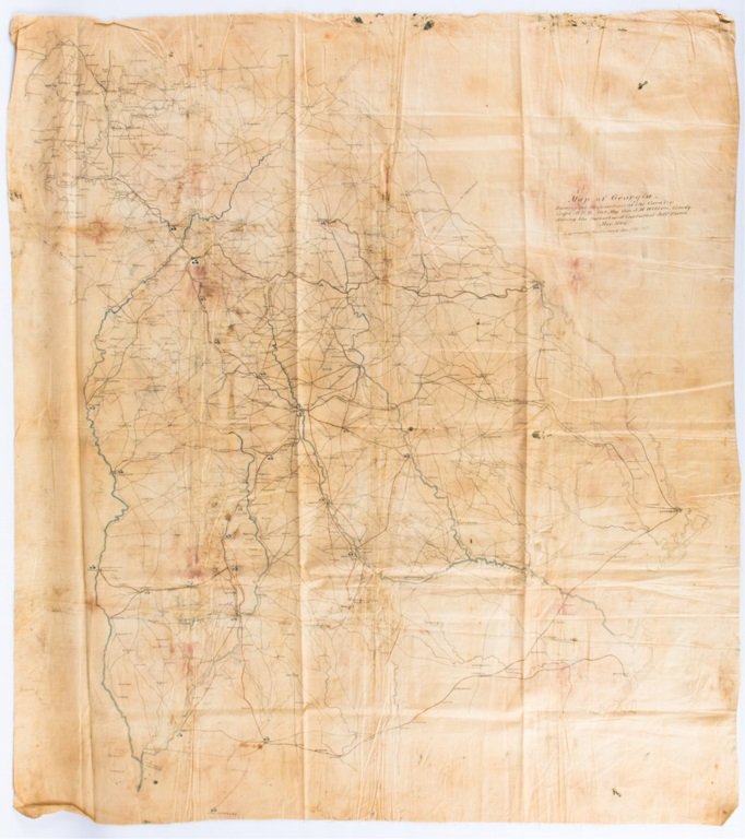 1865 map of Georgia detailing the pursuit and capture of Confederate President Jefferson Davis. Centurion Auctions image