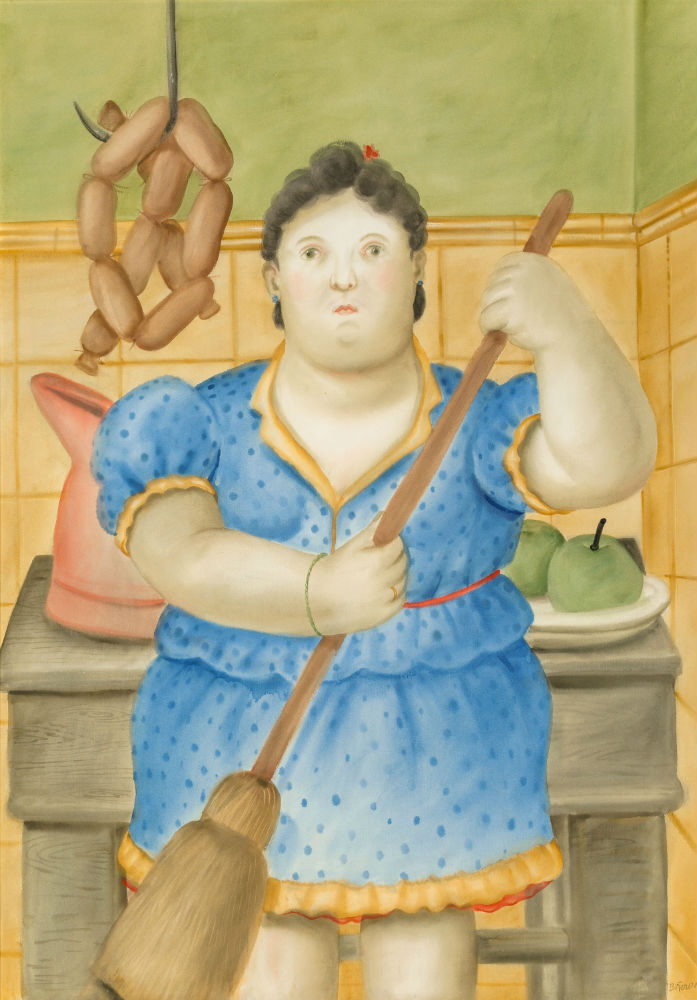 Fernando Botero (b. 1932), ‘Woman in the Kitchen,’ 1981, watercolor on paper. Price realized: $225,000. Heritage Auctions image.