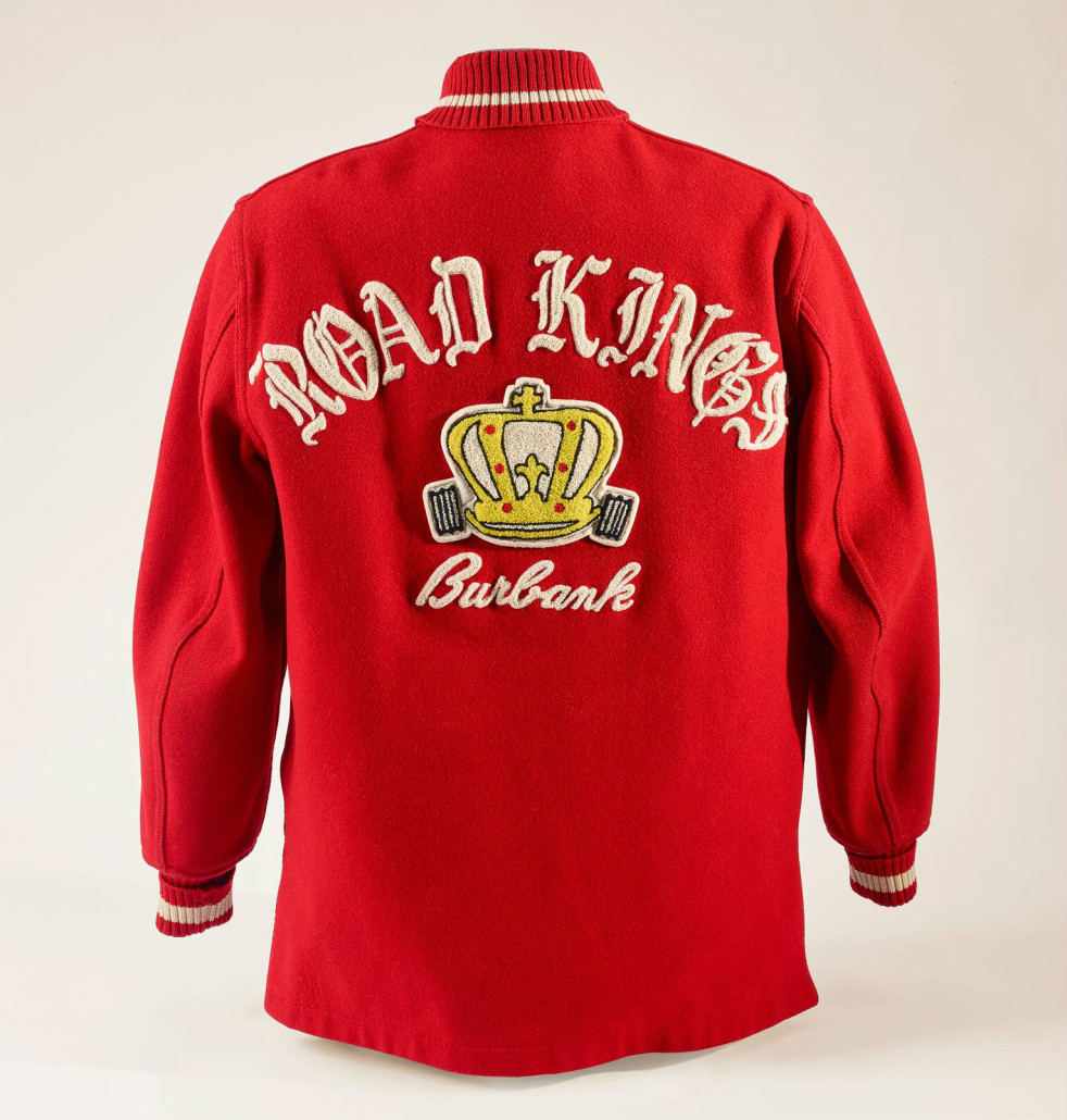 The Burbank Road Kings originally started as a racing club. Famed drag racer Tommy Ivo joined the club in 1952. Ivo’s Burbank Road Kings car club jacket, c. 1955. Credit: On loan from Michael Goyda, courtesy of Harley-Davidson Museum