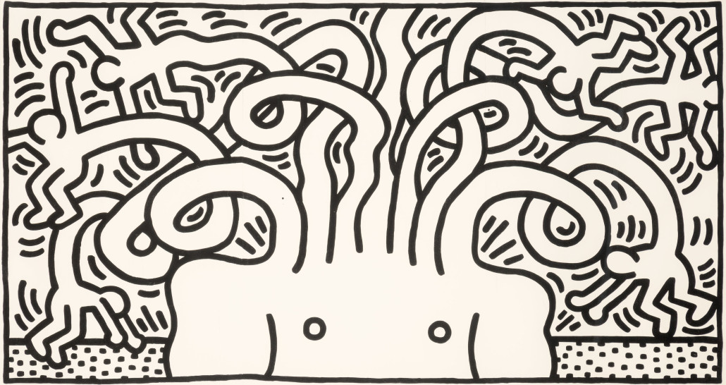 Keith Haring (1958-1990), ‘Medusa Head,’ 1986, aquatint on paper. Price realized: $52,500. Heritage Auctions image 