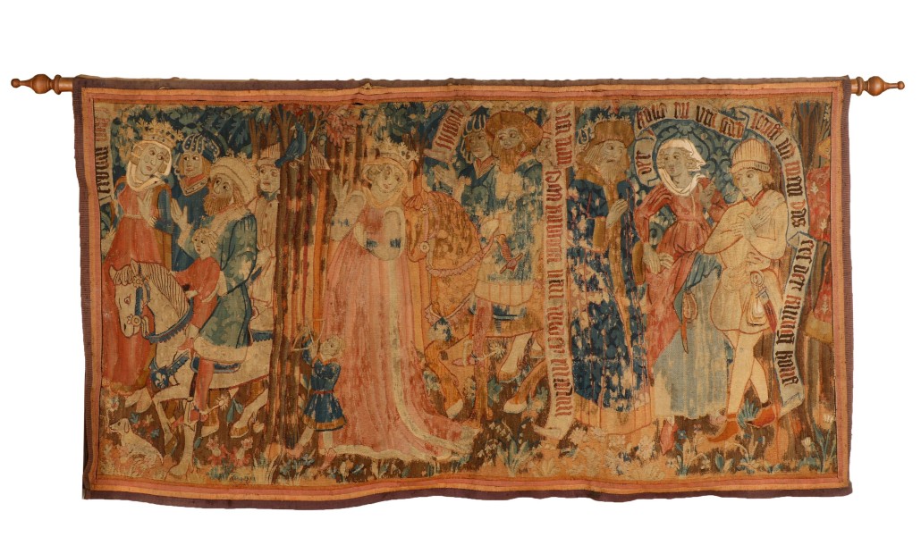 Rare 16th century hand-woven German Gothic figural tapestry panel, 39¼ inches by 72 inches. Price realized: $48,380. Ahlers & Ogletree image