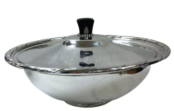 Georg Jensen sterling silver Danish tureen model 88A, 5 inches high x 9 1/4 inches in diameter, post 1945, weighs approximately 31 ounces. Estimate: $4,000-$6,000. Last Chance by LiveAuctioneers image