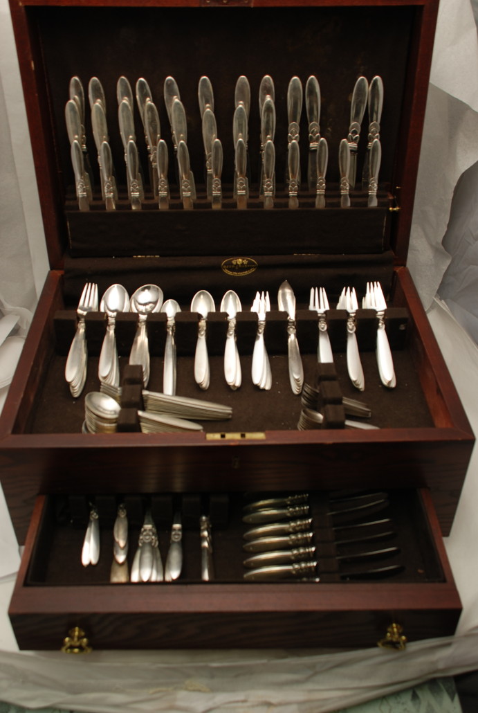 Georg Jensen sterling silver Cactus flatware set, 214 pieces including many rare serving pieces. Estimate: $25,000-$30,000. Last Chance by LiveAuctioneers image