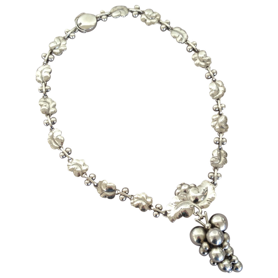 Georg Jensen sterling silver Moonlight Grape necklace 96B, designed by Harald Nielsen, 14 1/2 inches in length. Estimate: $2,500-$3,000. Last Chance by LiveAuctioneers image 