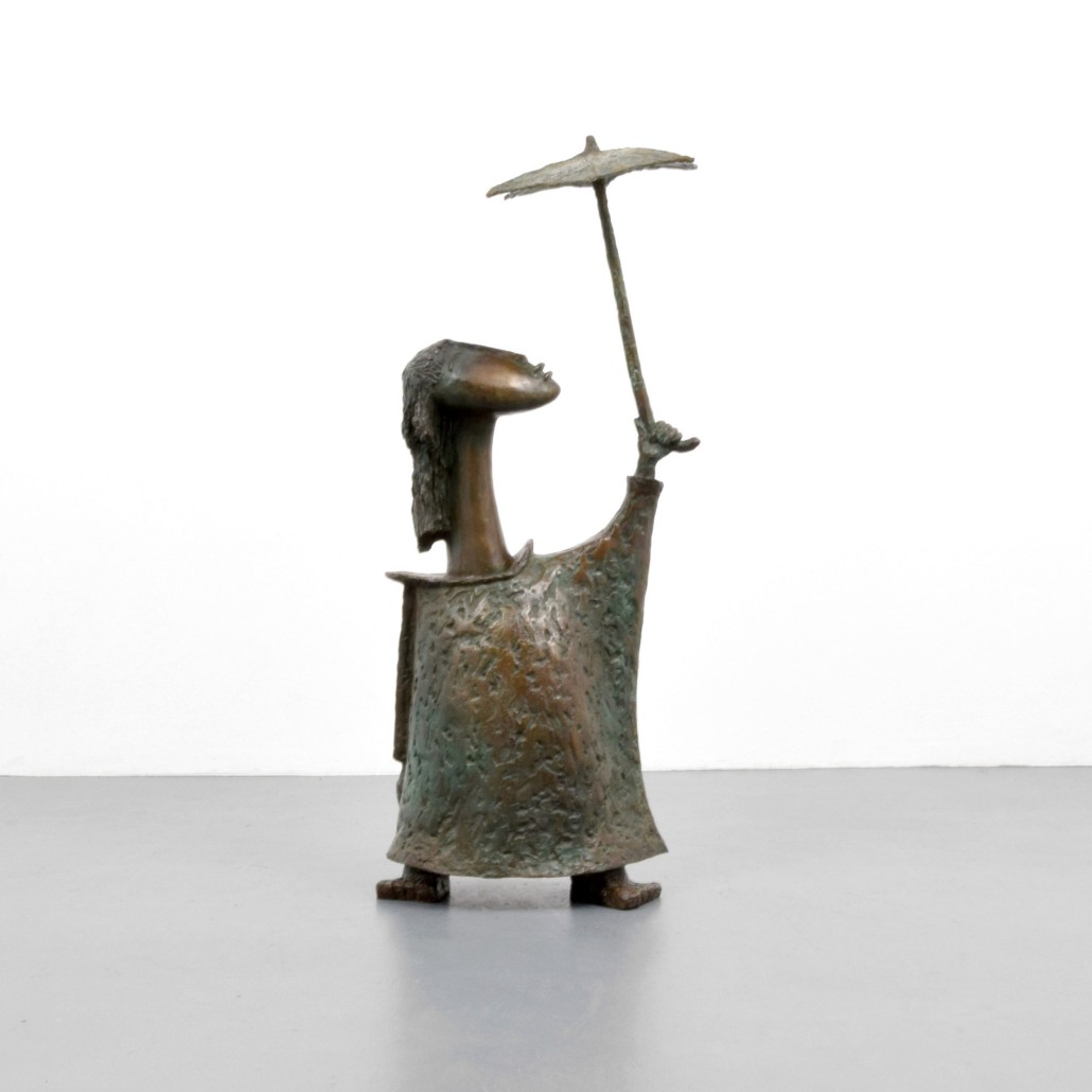 Angel Botello sculpture, ‘Girl Standing with Umbrella,’ $57,500. Palm Beach Modern Auctions image