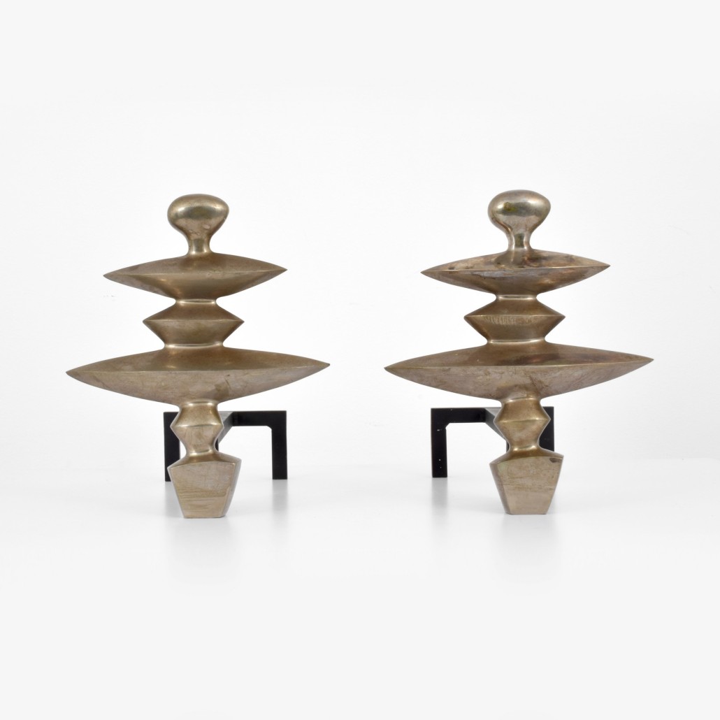 Metal sculptural andirons, Swiss, after Diego Giacometti, $12,500. Palm Beach Modern Auctions image