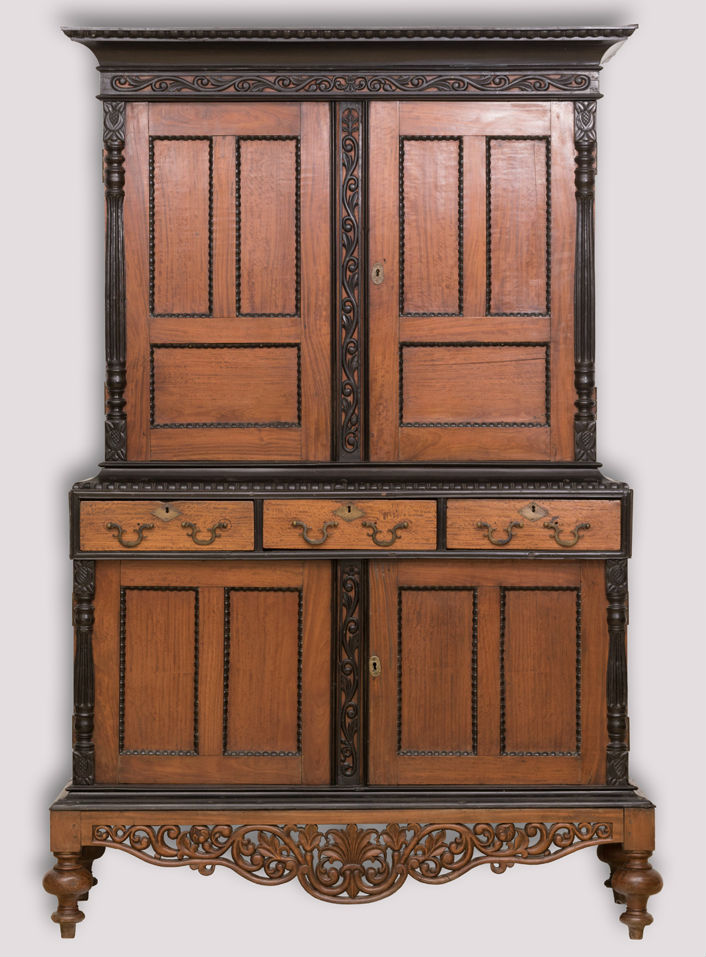 Dutch Colonial ebony and mahogany cabinet. Gray's image